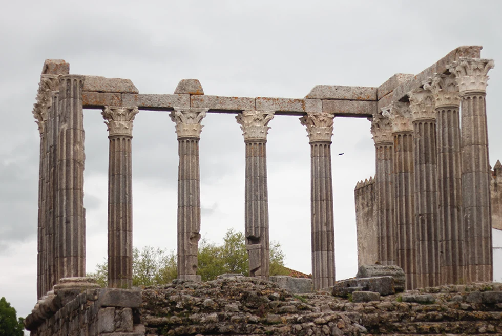 roman ruins white stone columns portugal