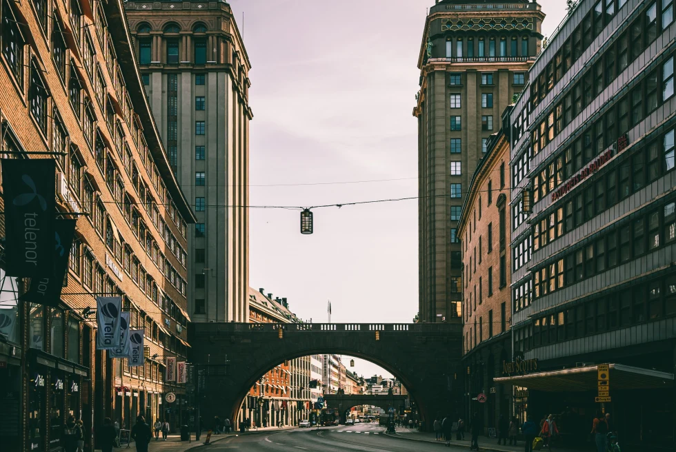 A bridge in downtown Stockholm. 
