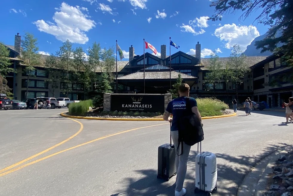 Arriving at hotel in Banff.