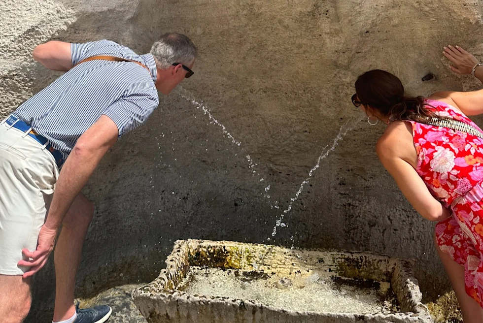 Drinking at the Fontanina degli Innamorati or The Lover's Fountain.