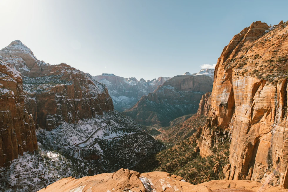 a red-rock canyon on a sunny day