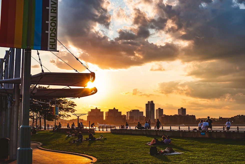 new york city park at sunrise