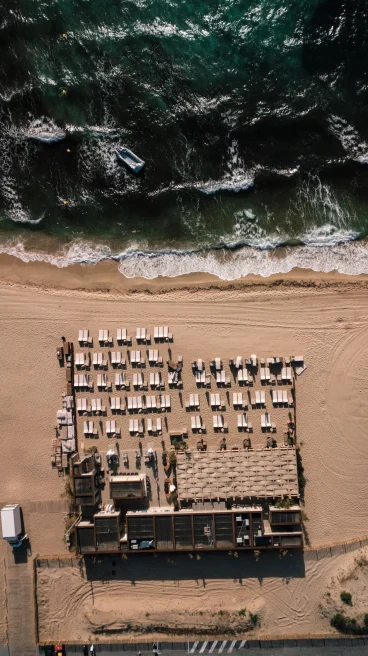 Aerial vie of Pampelonne Beach in Saint Tropez, France