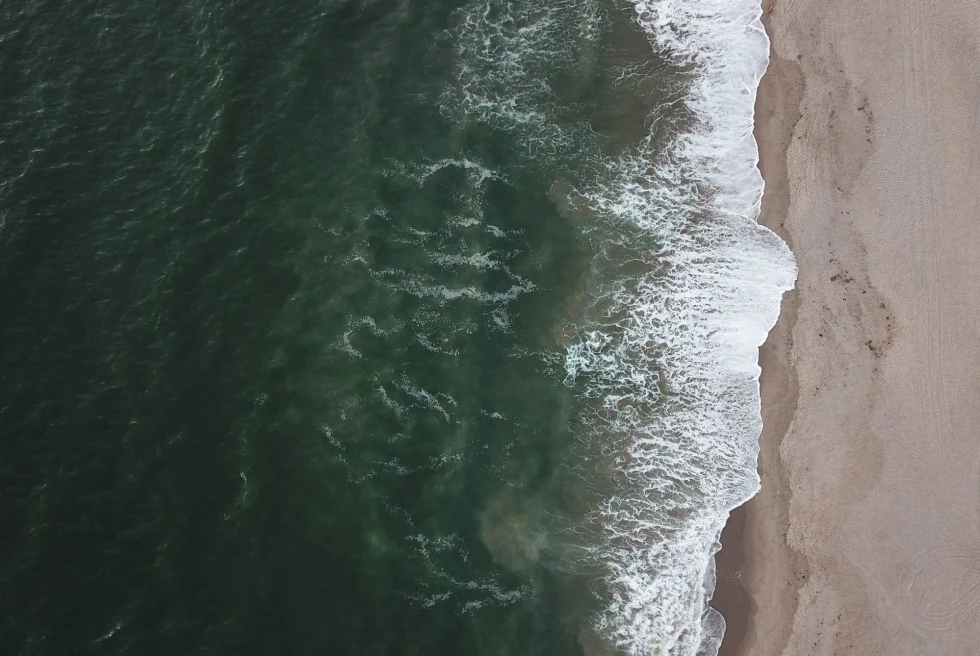 Aerial view of ocean.