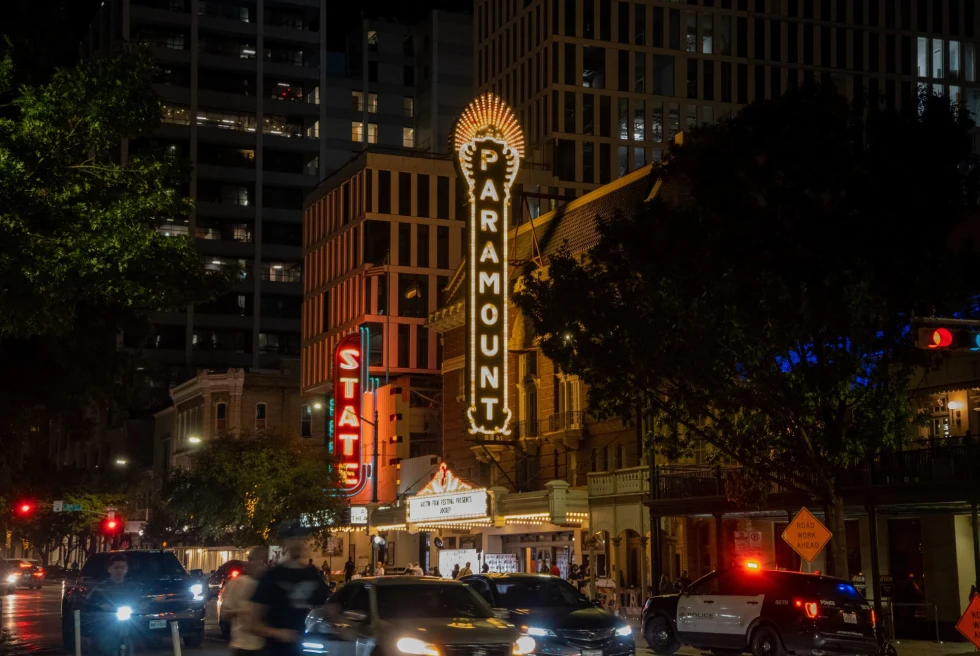 Paramount Theatre at night
