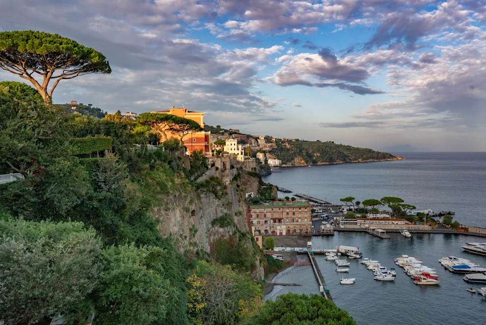 The beautiful panoramic view of the port of Sorrento, Italy.