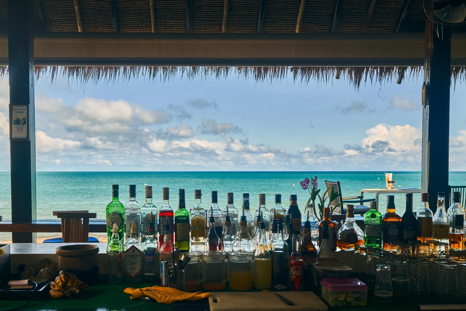 A beach view wine bar.