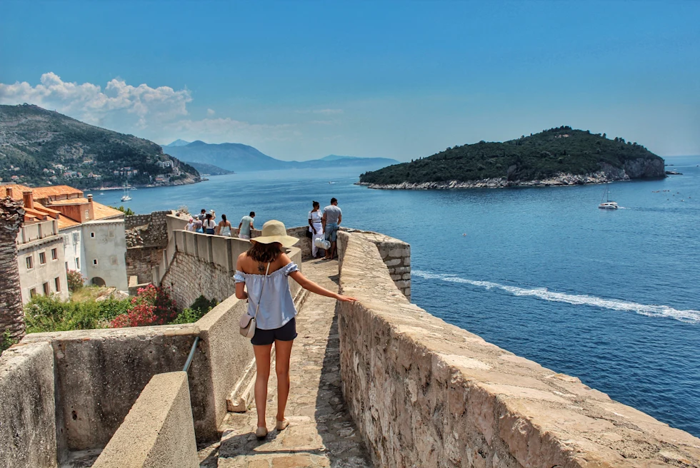 Walking the wall around the old town of Dubrovnik.