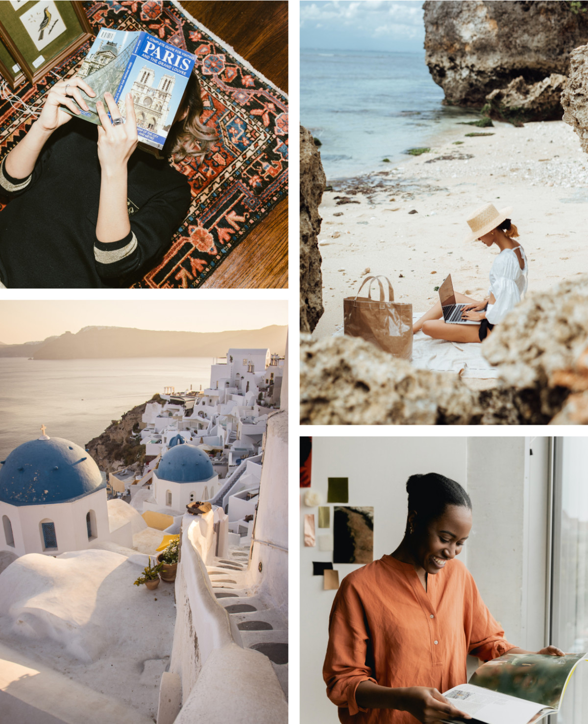 grid of images with travel theme