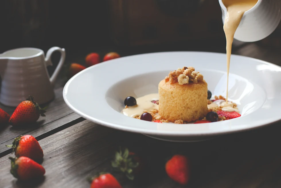 A desert served on a plate.