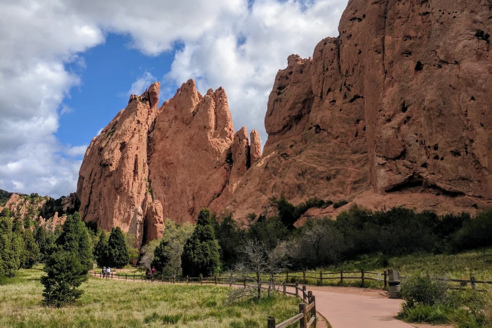 winding path amid towering red rocks