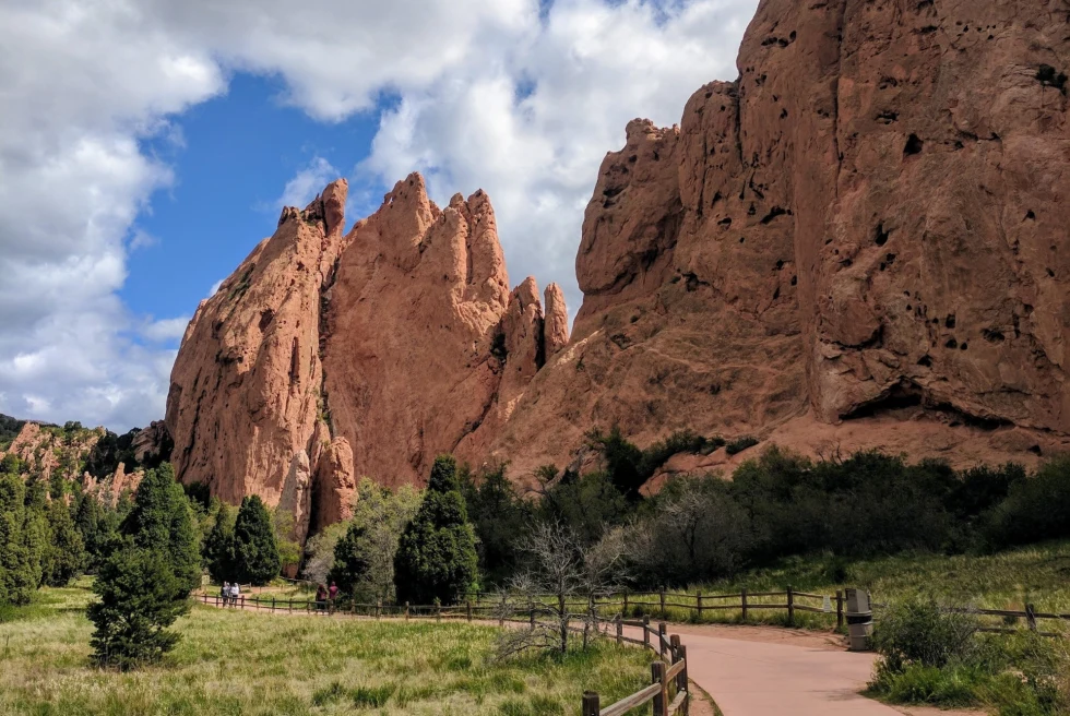 winding path amid towering red rocks