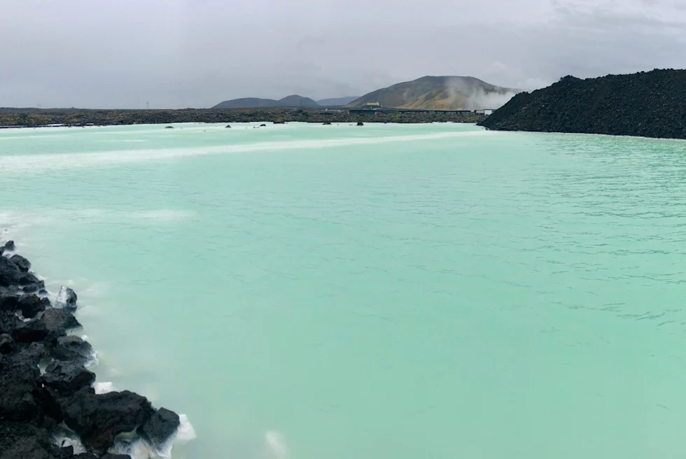 Lake with light green water.