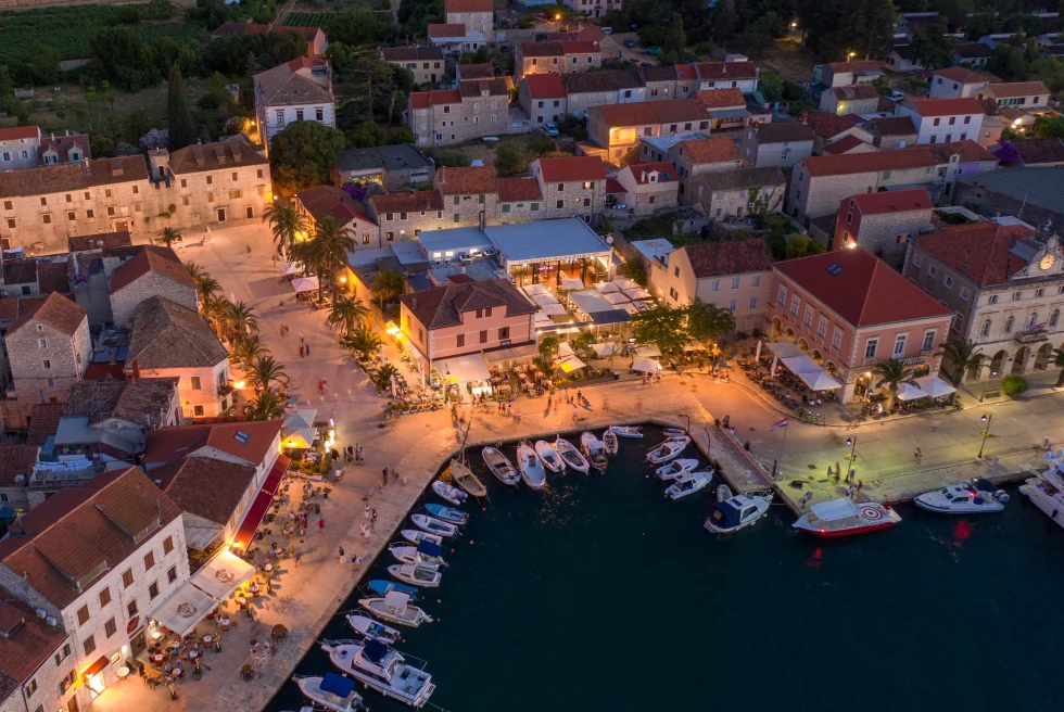 Stari Grad port in the evening. 