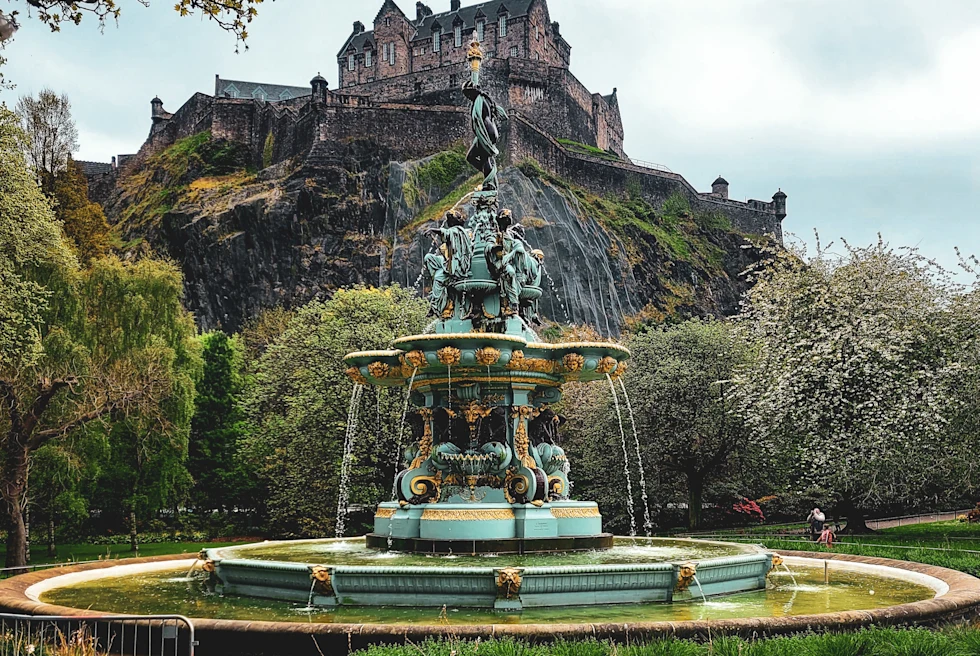 A castle on the top of a mountain