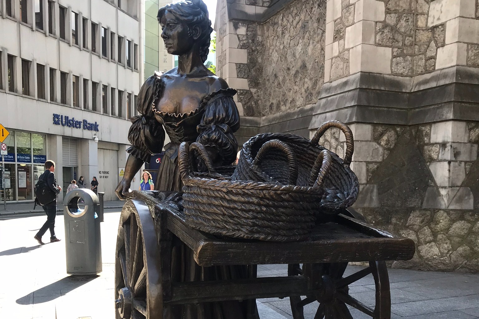 The Molly Malone statue is a short distance from Trinity College.