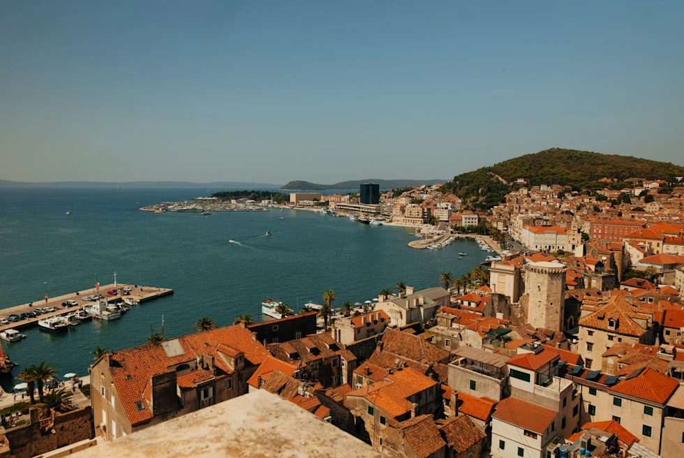 rooftop view on coastal island
