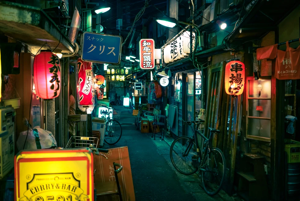Tokyo food street during night