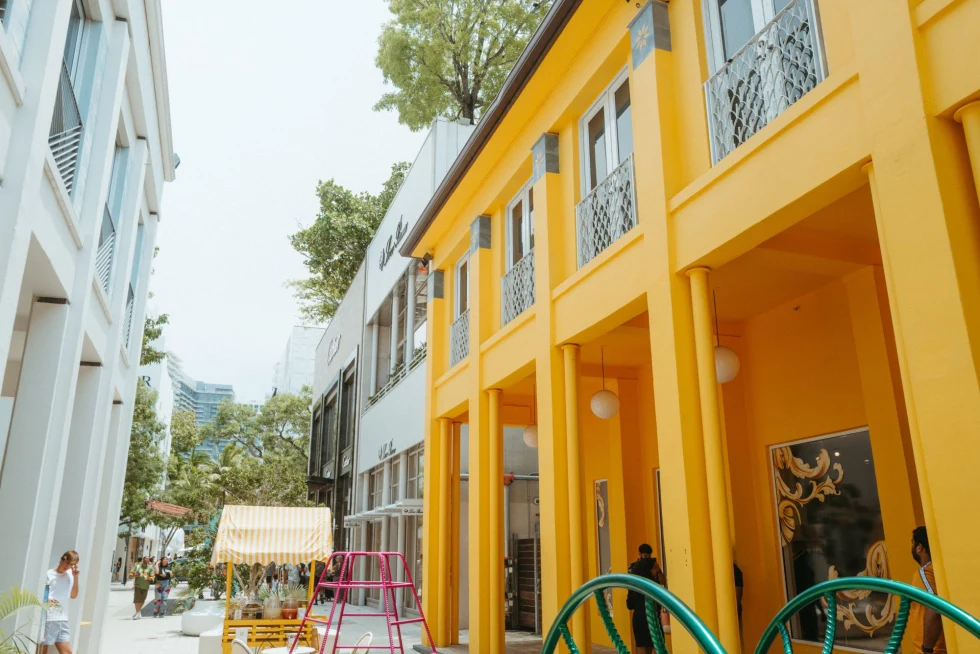 bright yellow walls of a city design district