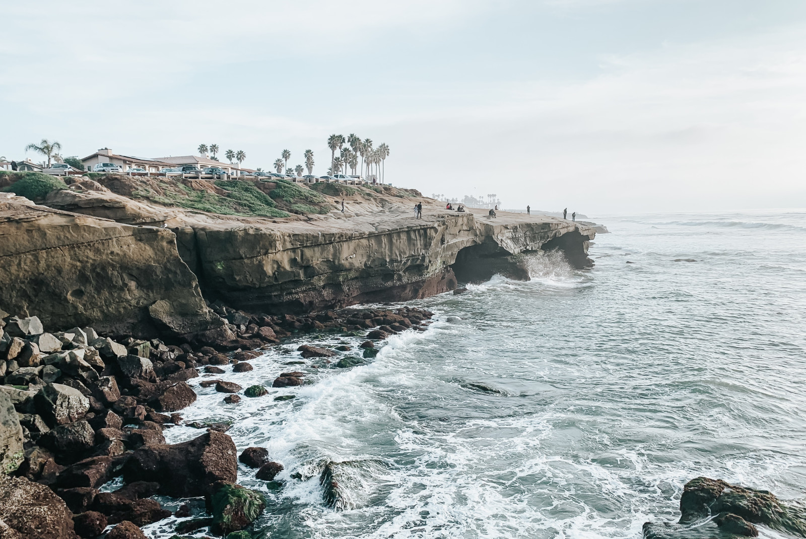 Ocean and coastline on a cloudy day