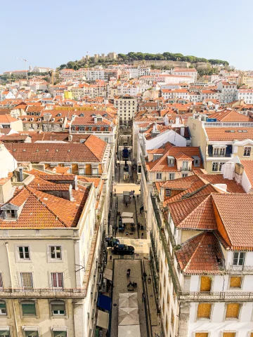View of a street from above in Portugal.