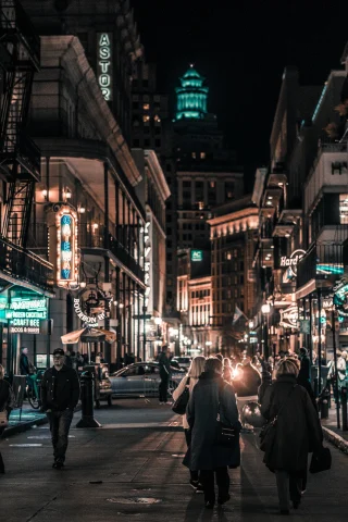 New Orleans streets at night. 