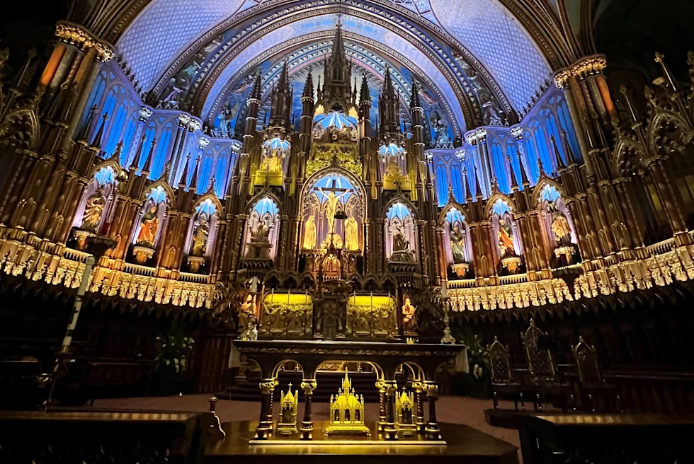 Huge Notre Dame Basilica in Montreal.