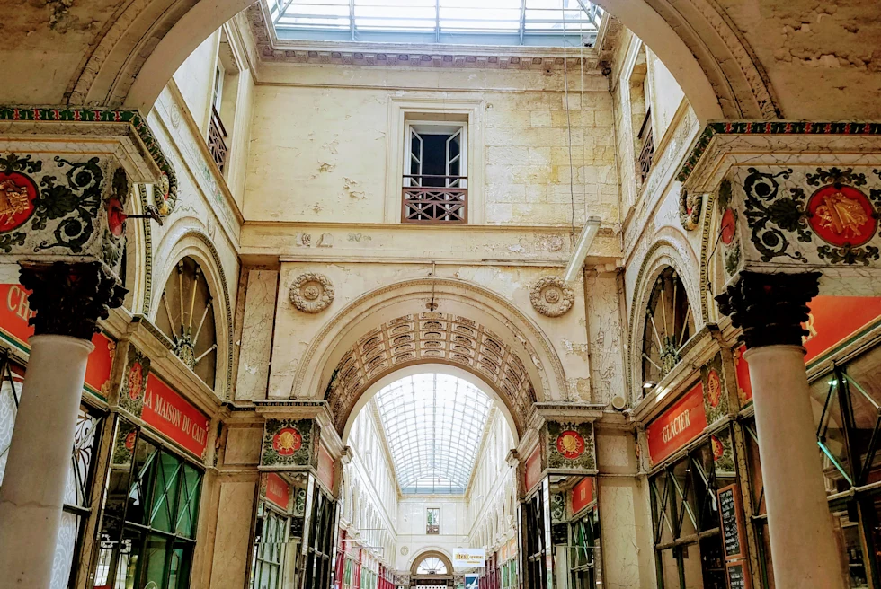 View of arched doorway and art
