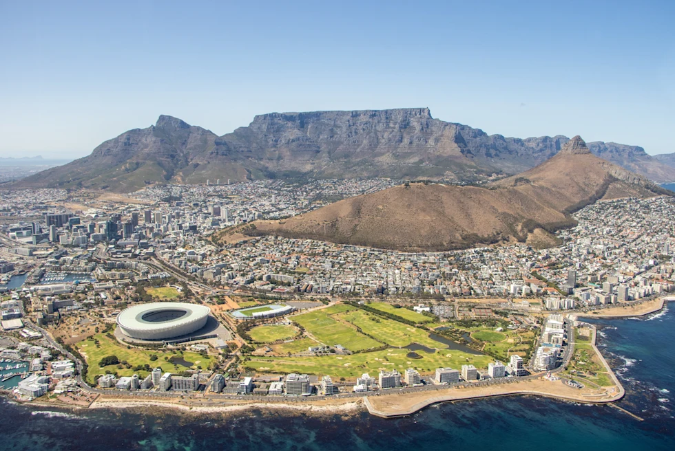 Cape Town, South Africa bird's eye view.