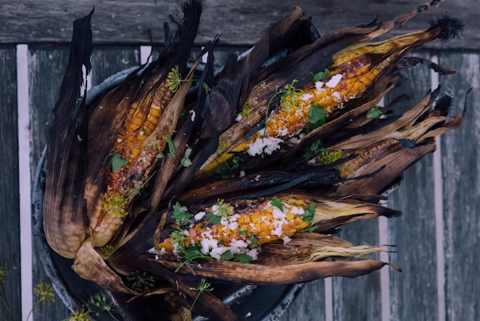 grilled corn husks