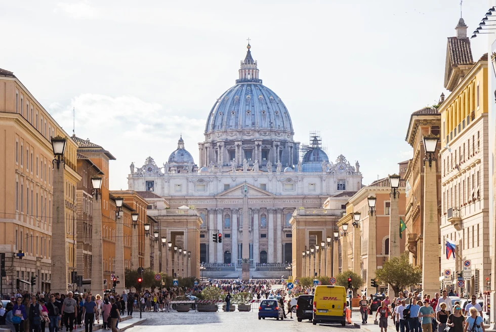 A road leading to St. Peter’s Basilica in Rome.