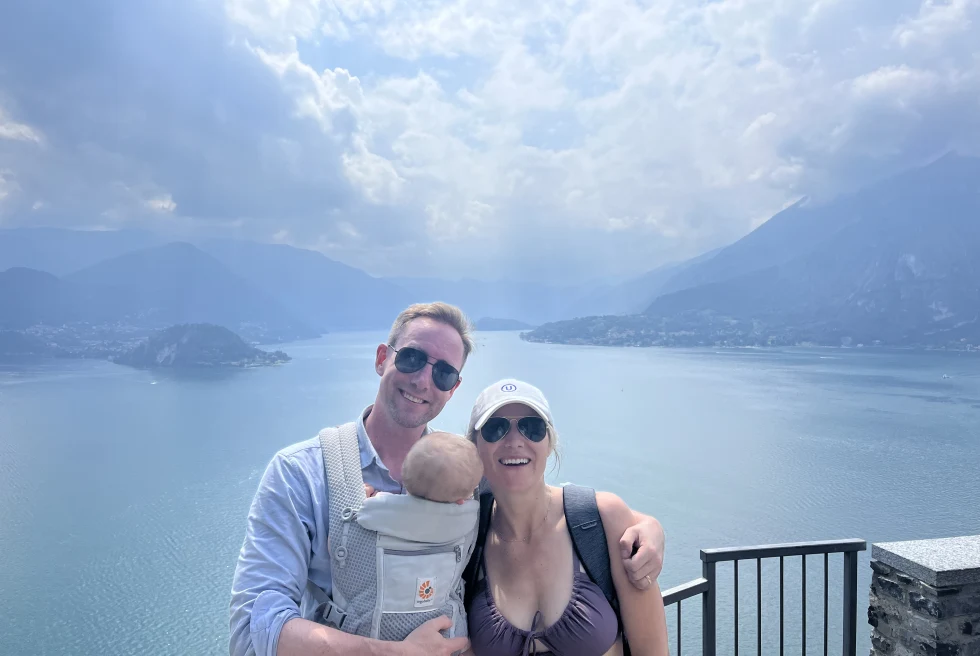 beautiful couple enjoying the beautiful Lake Como