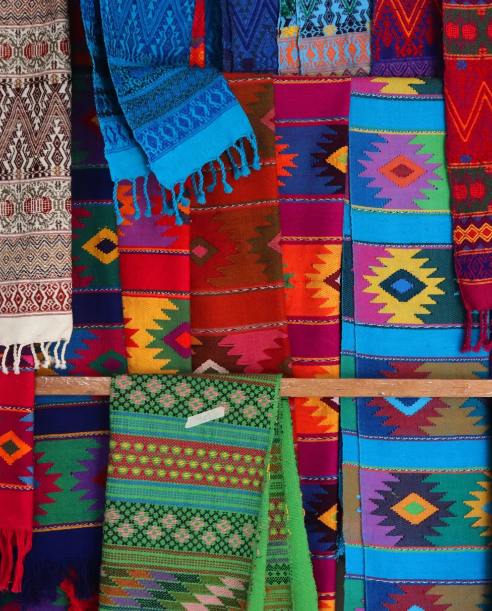 A selection of colorful scarves in Mexico. 