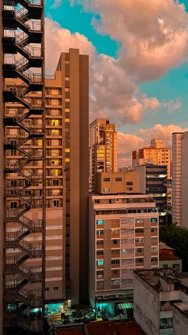An aesthetic photo of Sao Paulo showing huge buildings and beautiful clouds.