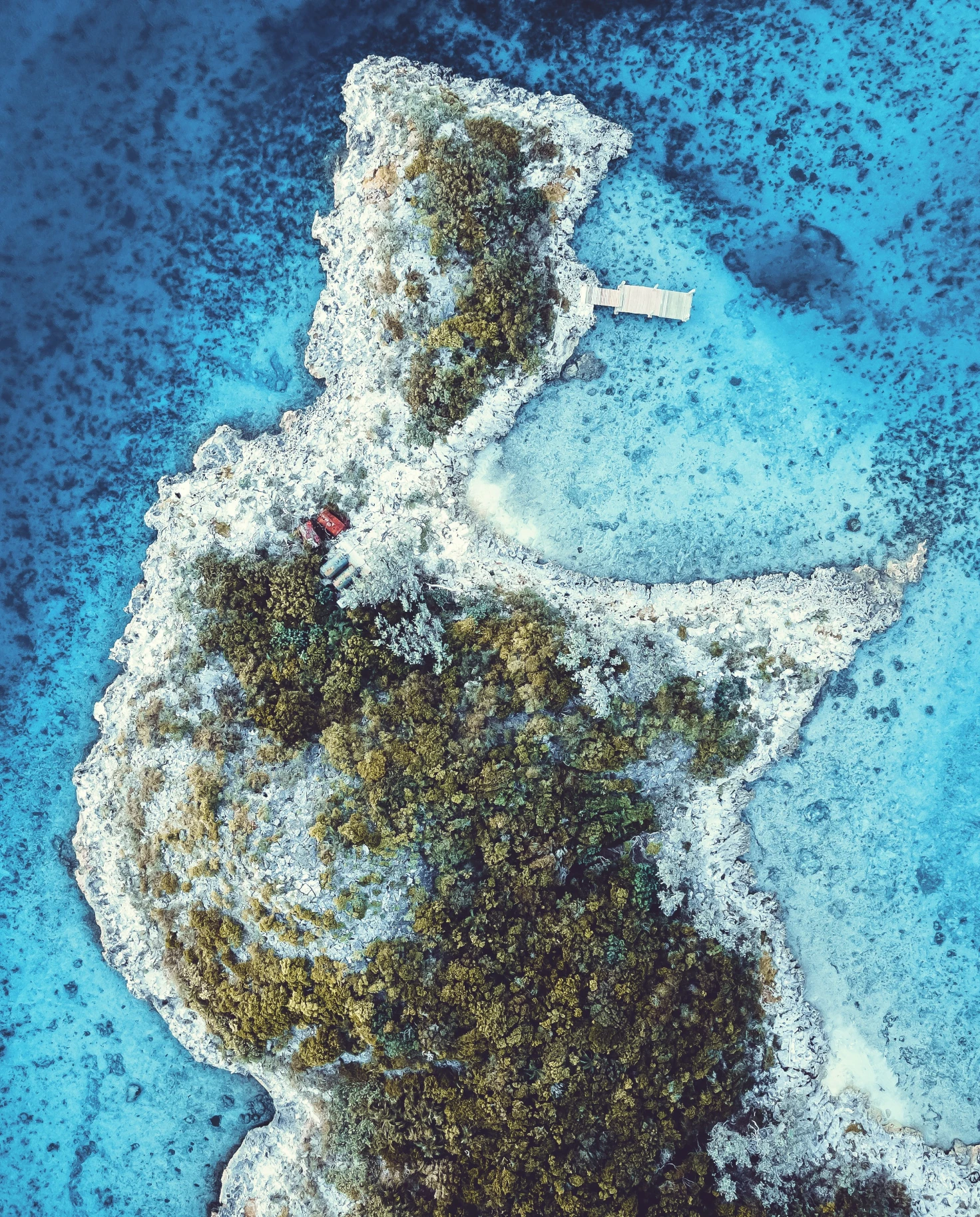 Aerial view of an island in the Exumas islands, Bahamas