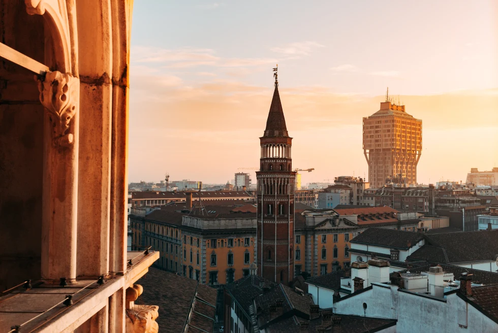 Milan at sunset.
