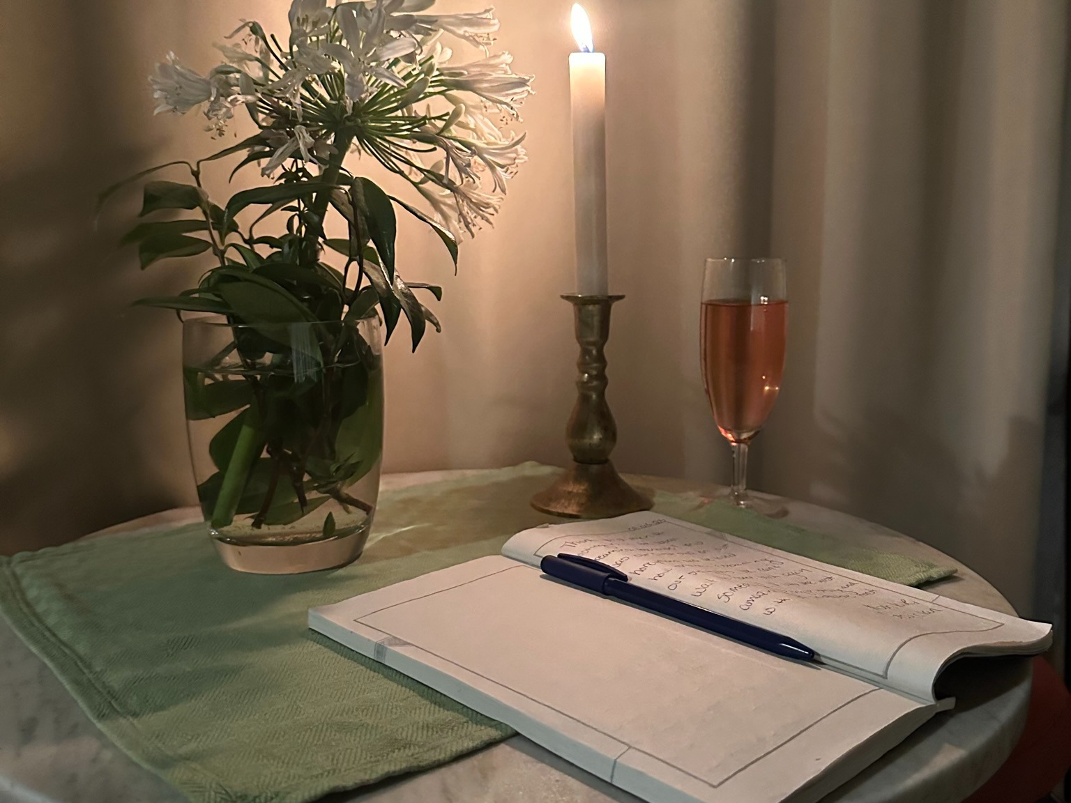 a room with lamp and a book