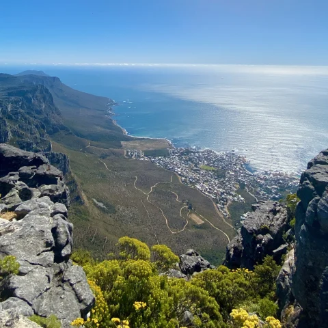 An aerial view of the Table Mountain during daytime.