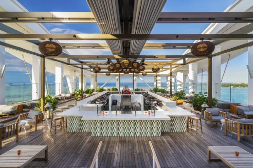 sleek beachfront restaurant