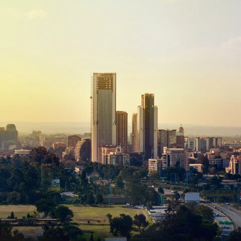 View of downtown Kenya at sunset