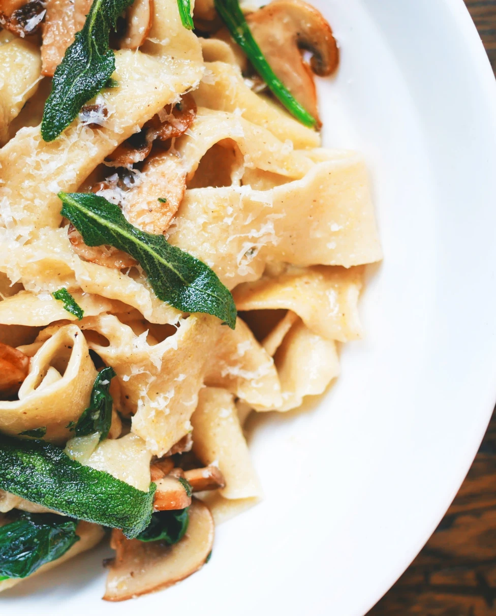 Pasta dish with greens. 