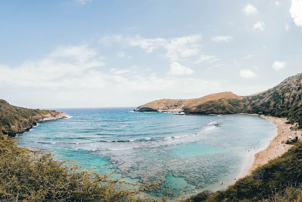 Land surrounded by water in a bay in Jamaica