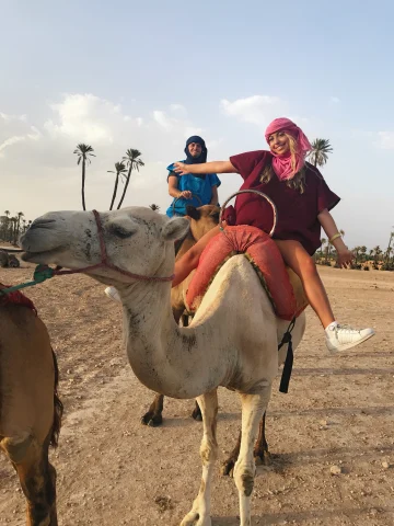 Sky on a camel in the desert.