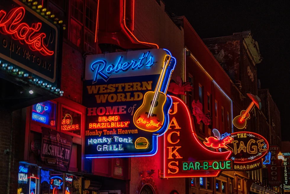Nashville food street at night