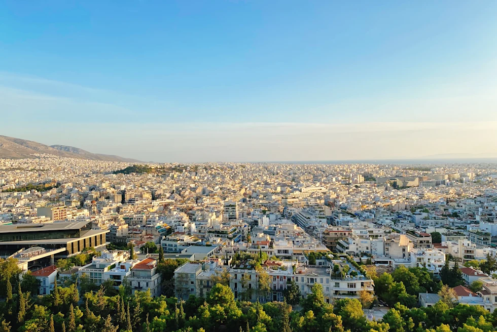 Aerial views of Athens, Greece.