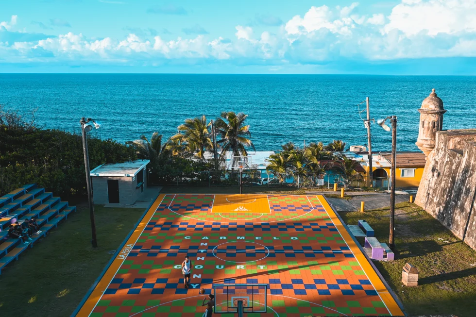 Puerto Rico colorful basketball court. 