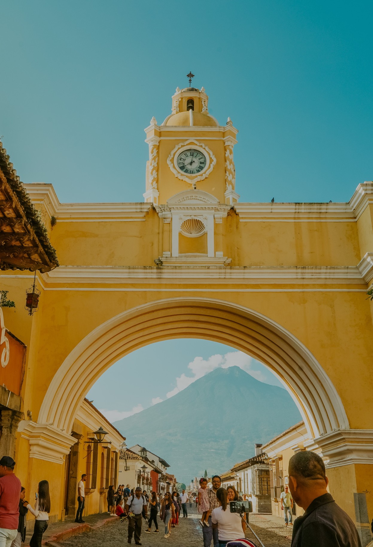 Yellow archway in downtown Antigua, Guatemala