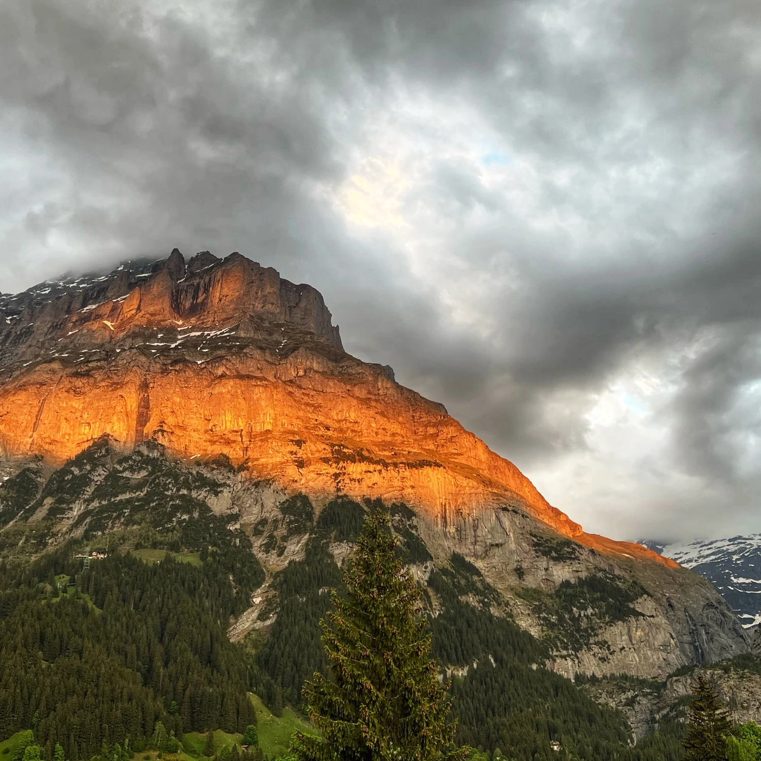 A beautiful view of a burning mountain