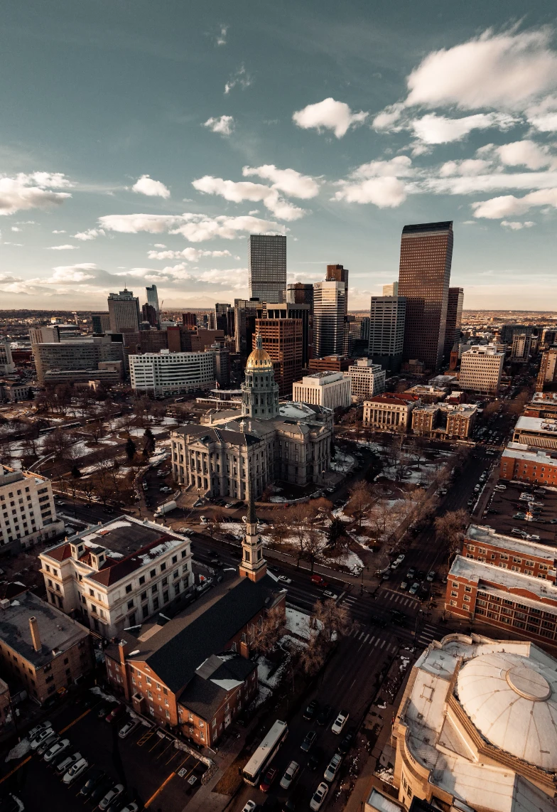A view of the Denver skyline from above.