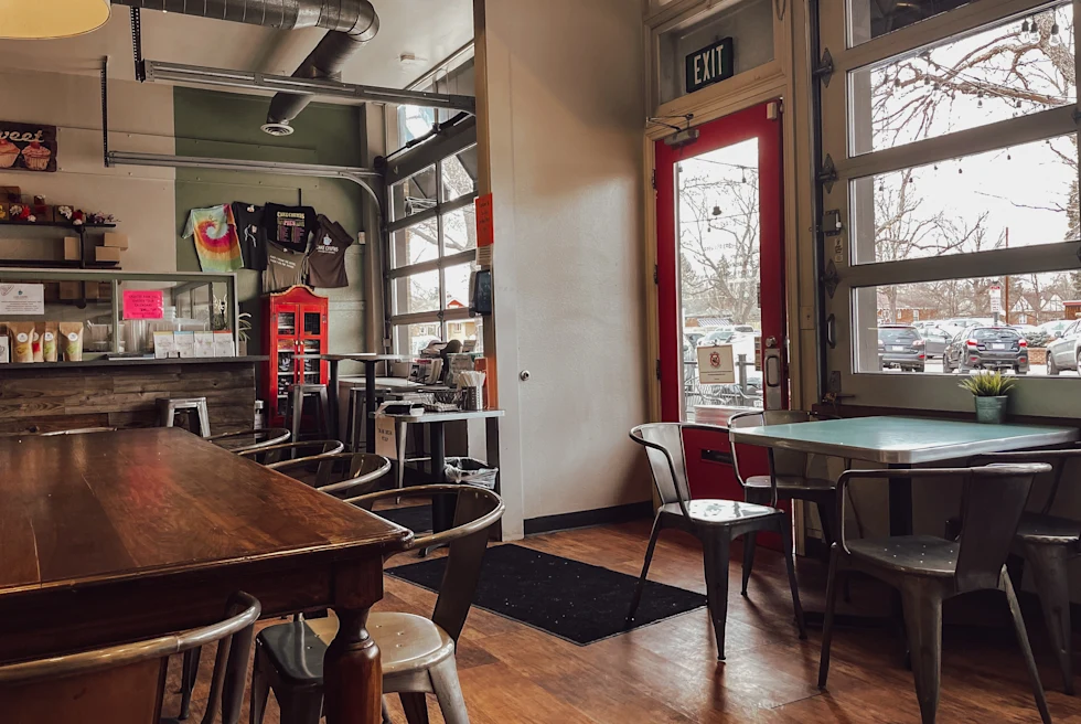 Interior of a coffee shop.
